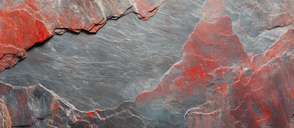 Fototapete Natural slate surface with red and gray patterns for background. with copy space image. Place for adding text or design