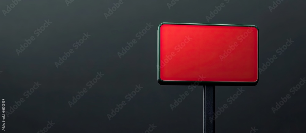 Poster isolated empty red sign on a black metal pole copy space vertical