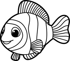 Clown fish coloring outline vector illustration