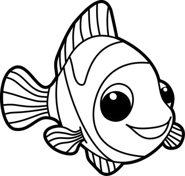 recommend clip art: Clown fish coloring outline vector illustration
