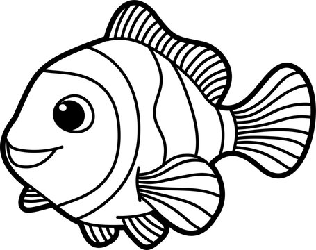 black and white cartoon fish clip art preview