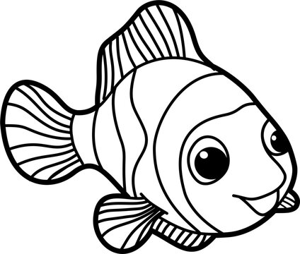 black and white cartoon fish clip art preview