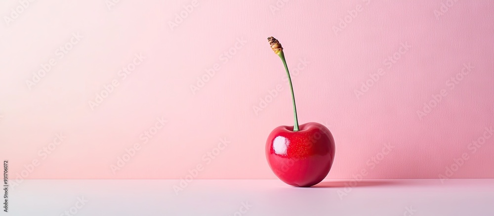 Aufkleber copy space cherry on a pastel background with a minimal design