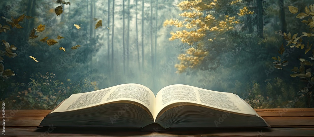 Aufkleber Open book with drawing in the background. with copy space image. Place for adding text or design