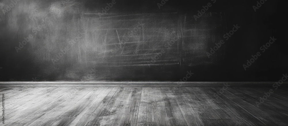 Poster Blank blackboard chalkboard with handwritten text in chalk providing a great texture for text. with copy space image. Place for adding text or design