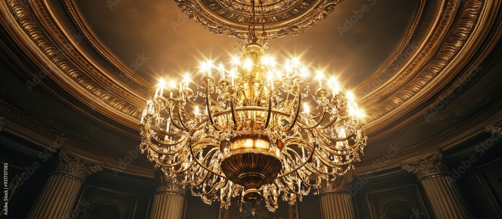 Poster Ceiling chandelier. with copy space image. Place for adding text or design