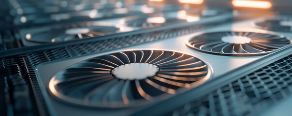 Close-up of advanced direct cooling system showcasing eco-friendly technology and sustainable components, designed to reduce environmental impact and enhance energy efficiency in modern cooling system