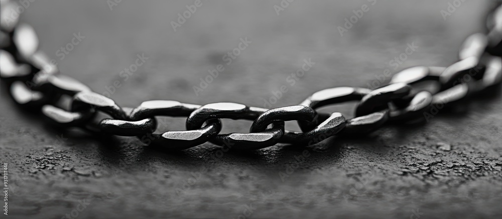 Poster black and white image of a chain necklace. with copy space image. place for adding text or design