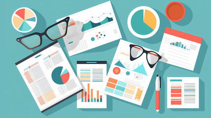Report analysis and business research flat,Marketing concepts collection vector image