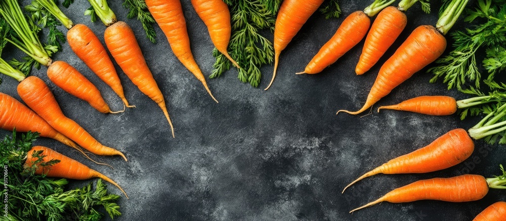 Aufkleber Circle of carrots top view blank area for text. with copy space image. Place for adding text or design