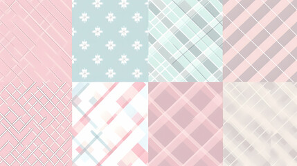 Plaid pattern seamless ornate set pastel color vector image