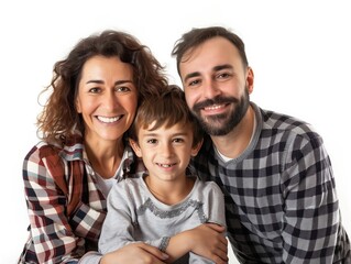 Fototapeta premium Family father mother son daughter kid studio photo white background