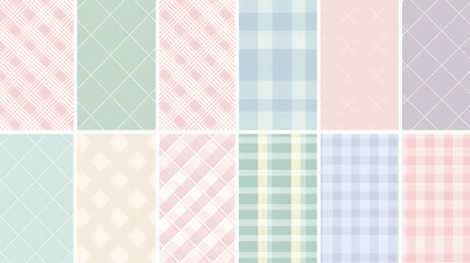 Plaid pattern seamless ornate set pastel color vector image