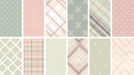 Plaid pattern seamless ornate set pastel color vector image
