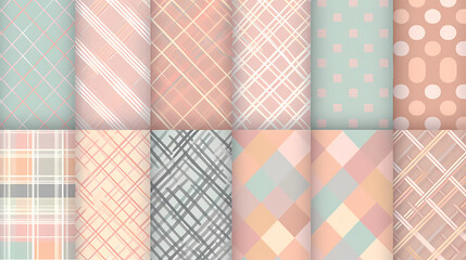 Plaid pattern seamless ornate set pastel color vector image