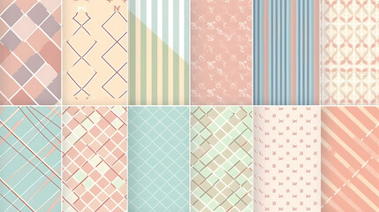 Plaid pattern seamless ornate set pastel color vector image