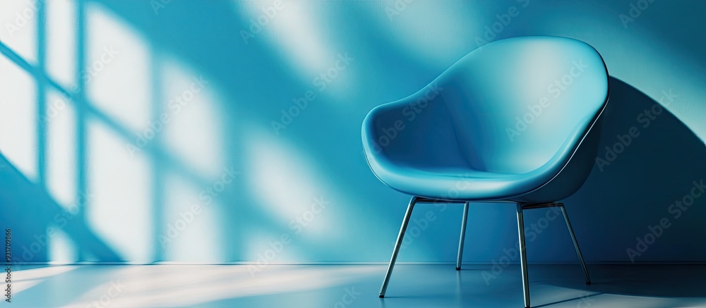 Poster Close up view with shading Small openings in the blue chair. with copy space image. Place for adding text or design