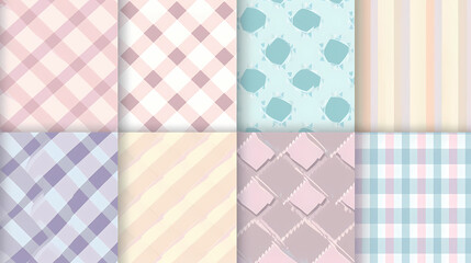 Plaid pattern seamless ornate set pastel color vector image