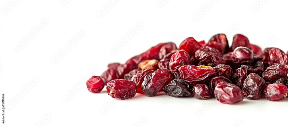 Fototapete dried cranberries against a white background. with copy space image. place for adding text or design