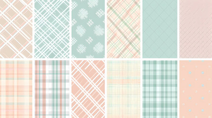 Plaid pattern seamless ornate set pastel color vector image