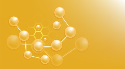 Hyaluronic acid and Niacinamide hair and skin solutions ad, gold collagen serum drop with cosmetic advertising background ready to use, illustration vector.