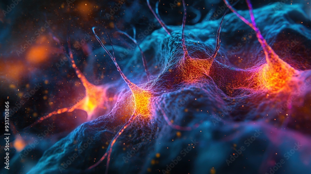 Poster neurons connect and share signals in a dynamic and intricate network, showcasing the complexity of c