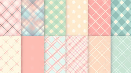 Plaid pattern seamless ornate set pastel color vector image