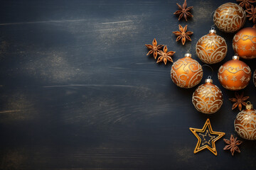 Christmas background with traditional decorations