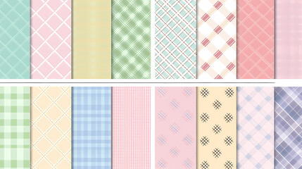 Plaid pattern seamless ornate set pastel color vector image