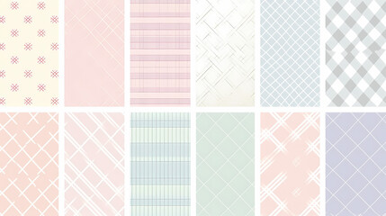 Plaid pattern seamless ornate set pastel color vector image
