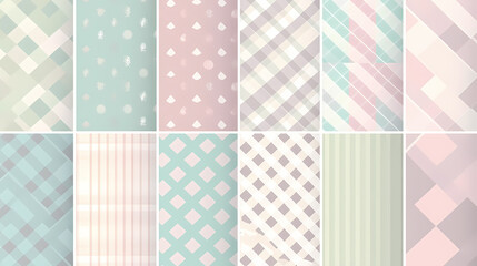Plaid pattern seamless ornate set pastel color vector image
