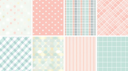 Plaid pattern seamless ornate set pastel color vector image