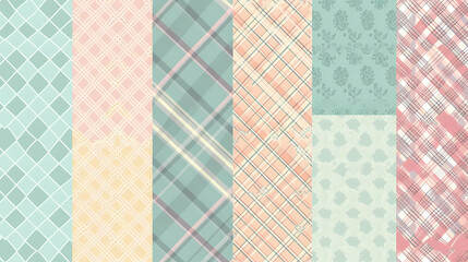 Plaid pattern seamless ornate set pastel color vector image