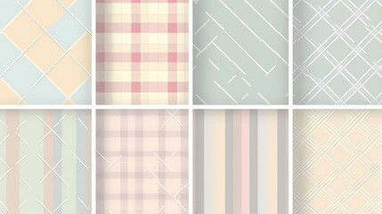 Plaid pattern seamless ornate set pastel color vector image
