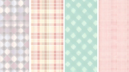 Plaid pattern seamless ornate set pastel color vector image