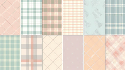 Plaid pattern seamless ornate set pastel color vector image