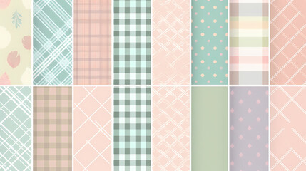 Plaid pattern seamless ornate set pastel color vector image