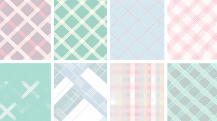 Plaid pattern seamless ornate set pastel color vector image