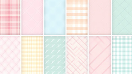 Plaid pattern seamless ornate set pastel color vector image