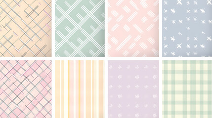 Plaid pattern seamless ornate set pastel color vector image