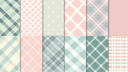 Plaid pattern seamless ornate set pastel color vector image