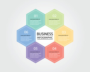 Business Infographic modern design template for banners and infographics for 6 hexagon step 