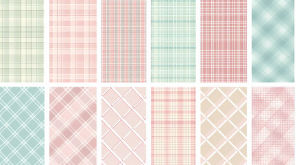 Plaid pattern seamless ornate set pastel color vector image