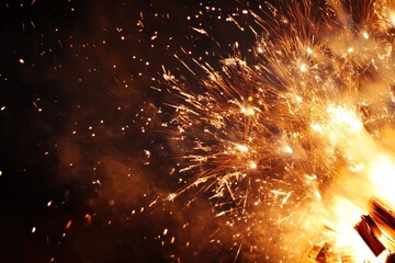 A Close-Up View of Sparklers Exploding with Light and Smoke