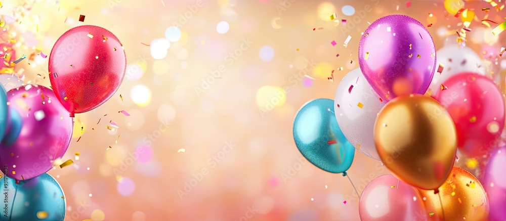 Poster Birthday greetings with colorful backgrounds Birthday banner. with copy space image. Place for adding text or design