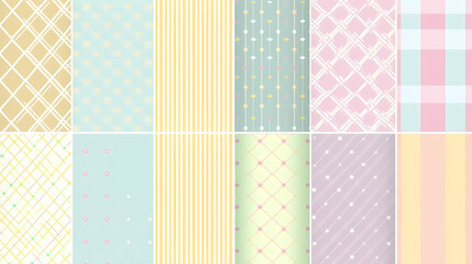 Plaid pattern seamless ornate set pastel color vector image