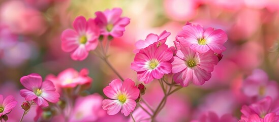 Close up of lovely pink flowers in the garden. with copy space image. Place for adding text or design