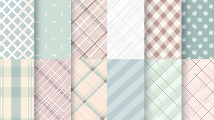 Plaid pattern seamless ornate set pastel color vector image