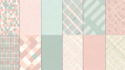 Plaid pattern seamless ornate set pastel color vector image