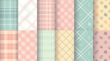 Plaid pattern seamless ornate set pastel color vector image